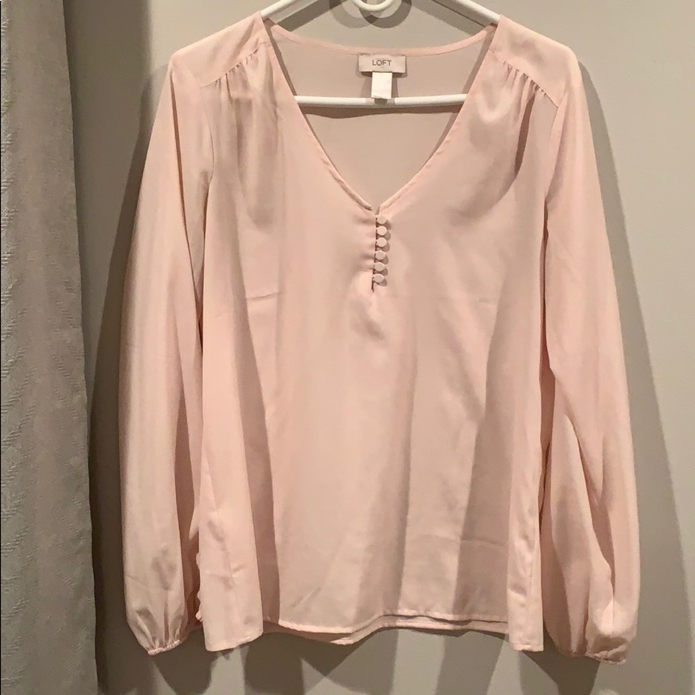 Loft Pink Long Sleeve Blouse